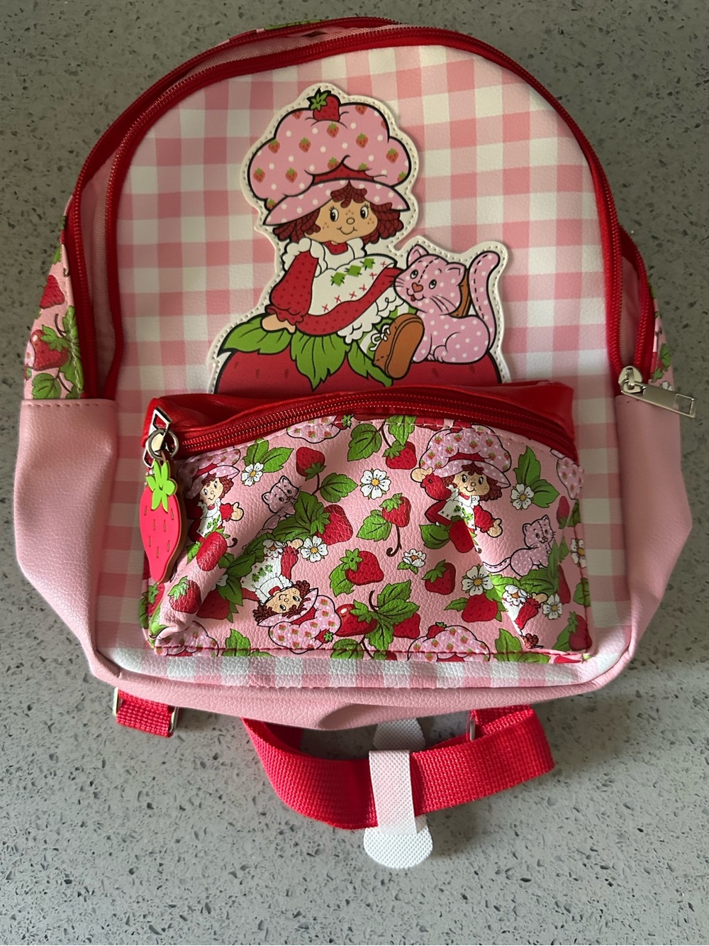Pink Strawberry-Themed Kids Backpack with Cute Character